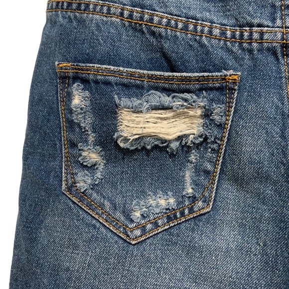 Guilded Intent Buckle High Rise Short Size 26 Distressed Blue Skinny Denim - Picture 8 of 14